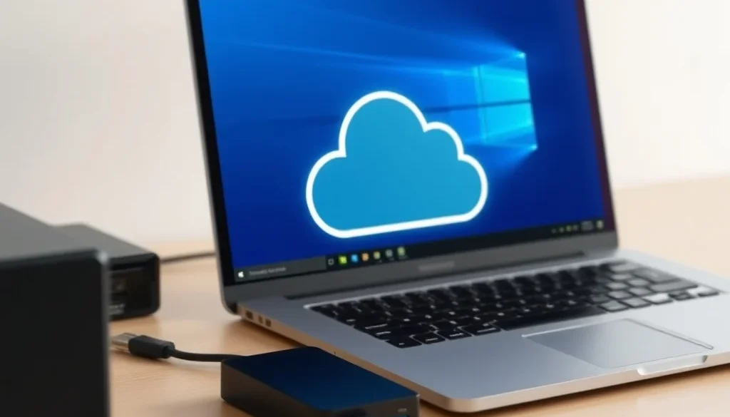 Backup data otomatis Windows 11 menggunakan laptop, external hardisk, dan cloud storage