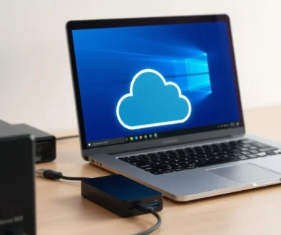 Backup data otomatis Windows 11 menggunakan laptop, external hardisk, dan cloud storage
